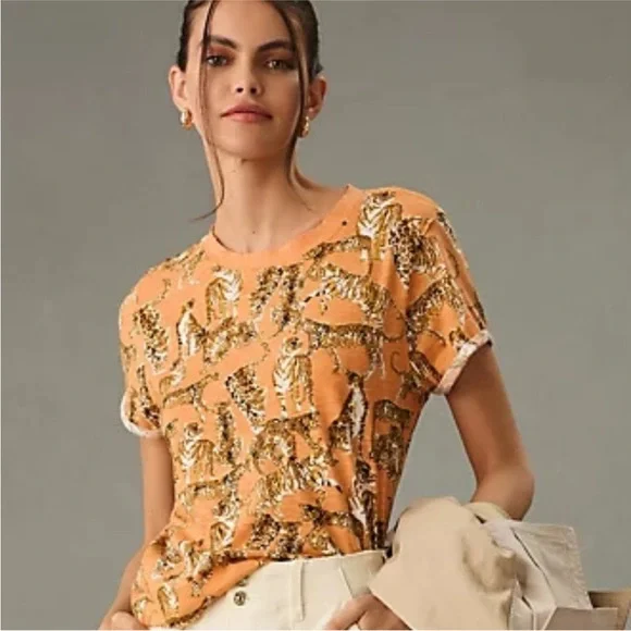 Maeve by Anthropologie Orange Tiger Print Women's Top - Picture 5 of 5